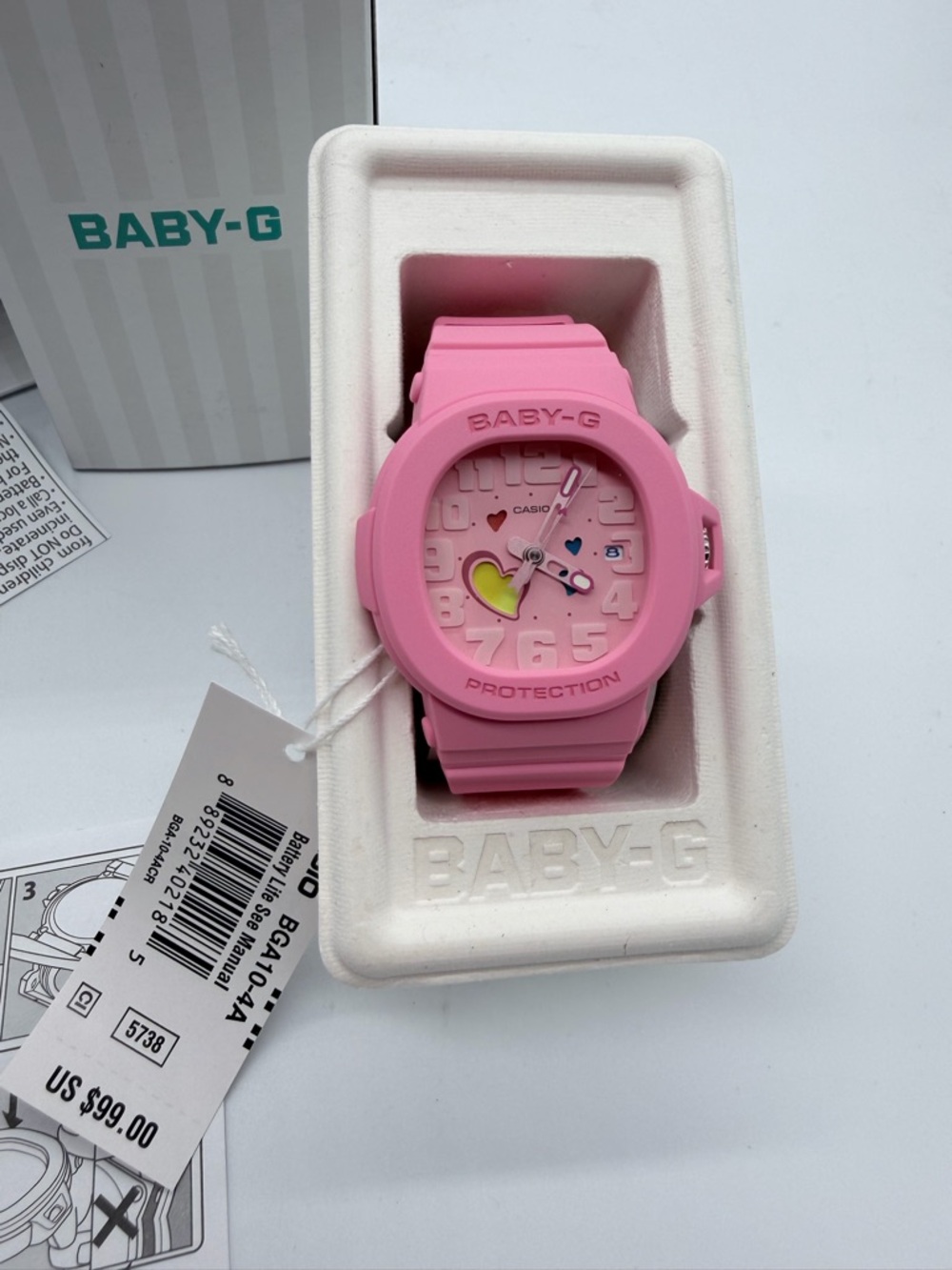 Casio Baby-G Pink Watch with Yellow and Blue Accents